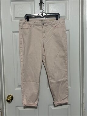 Vintage America, BoHo, skinny ankle jeans light pink